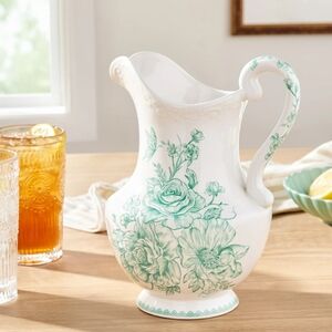 ❤️ New 2025 The Pioneer Woman Agatha  Green Serveware 2 Quart Pitcher